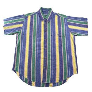 Vintage Enro Mercedes Shirt Mens Large Colorblock Stripe Button Front Cotton 90s